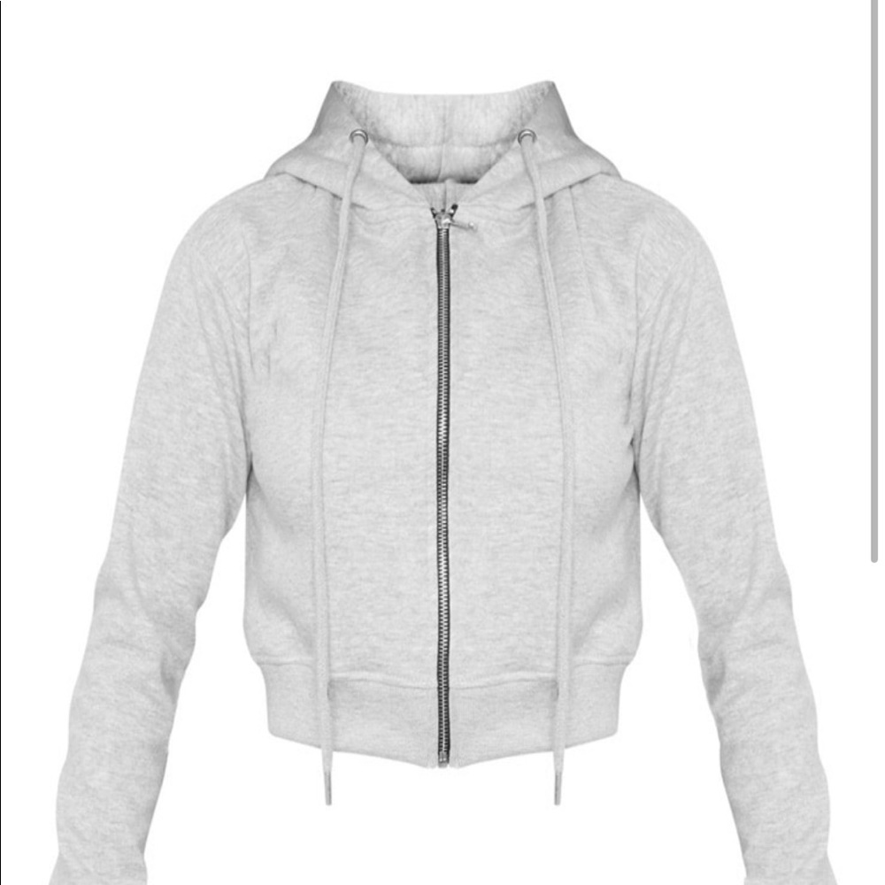 Gray cropped zip hoodie